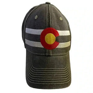 Rhino brand. Colorado state logo hat gray with hook and loop closure